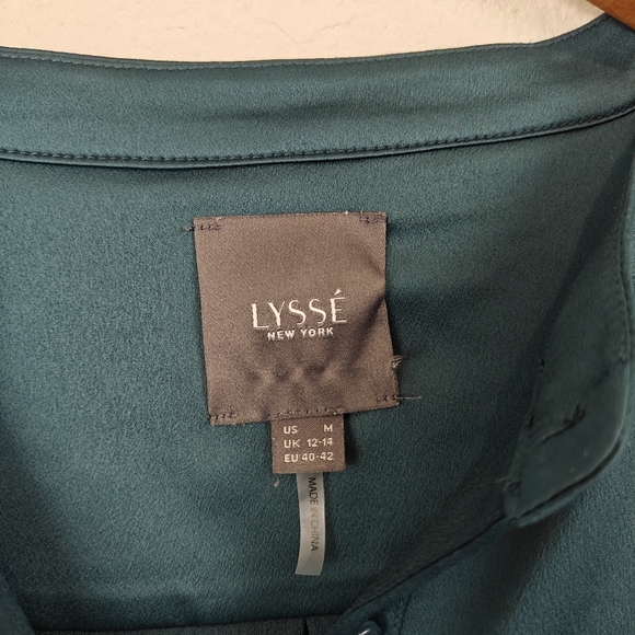 Lysse Kat Button Down Blouse Size Medium Women's Satin Button Up Shirt - Picture 9 of 15